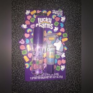 Lucky Charms Purple Lip Balm & Lip Oil Duo with Hanging Charm